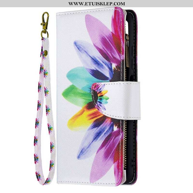 Etui Folio do Xiaomi Redmi Note 10 5G Kieszonka Zapinana Na Zamek W Kwiaty